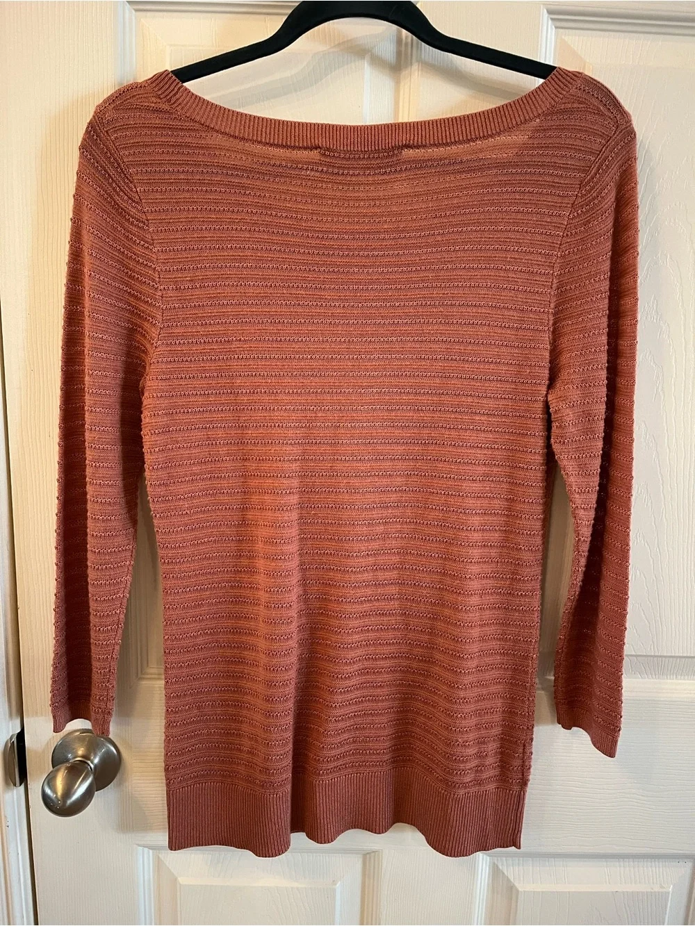 Loft Women's Dusty Rose/Terracotta/Clay Preppy Textured Casual Sweater, Med